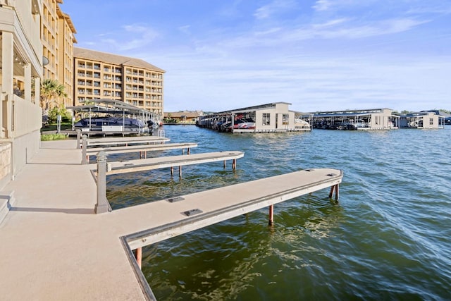 view of dock featuring a water view