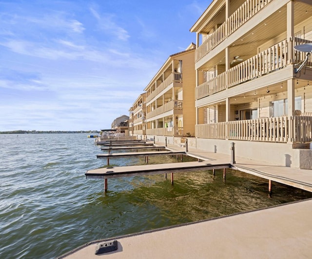 view of dock featuring a water view