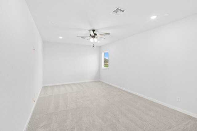 4419 College Square Dr, Round Rock, TX 78665 - empty room featuring ceiling fan, light carpet, recessed lighting, baseboards, and visible vents