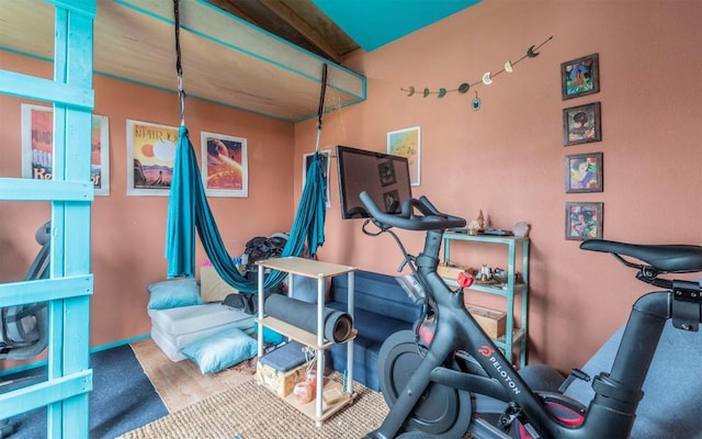 5004 Galen Ct, Austin, TX 78744 - workout room featuring wood finished floors