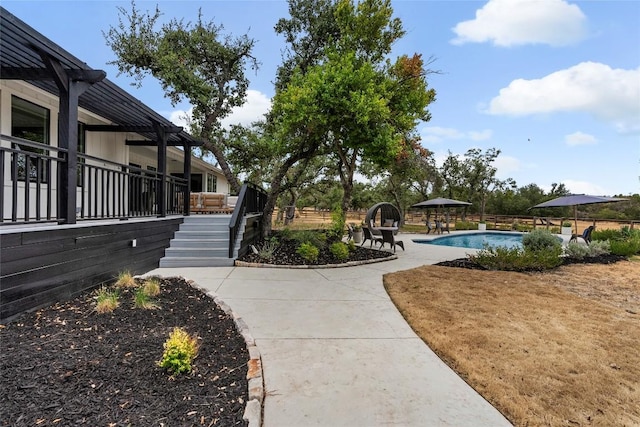 view of home's community featuring a swimming pool and a patio area