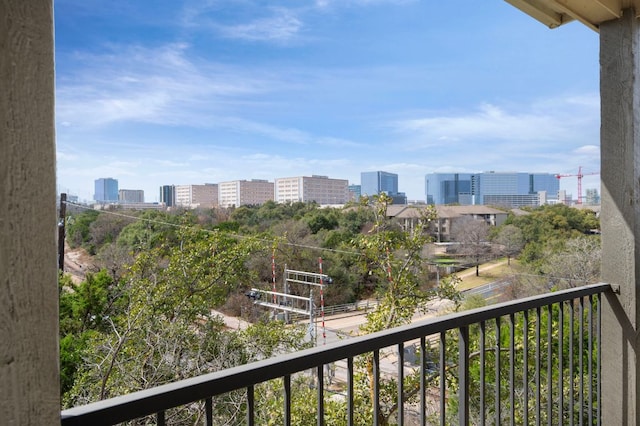 balcony featuring a view of city