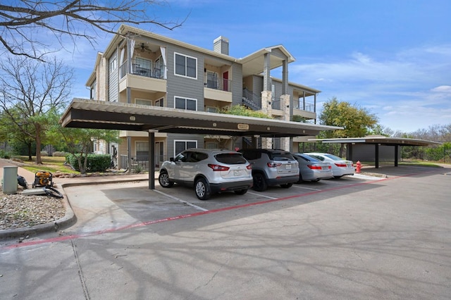 view of covered parking lot