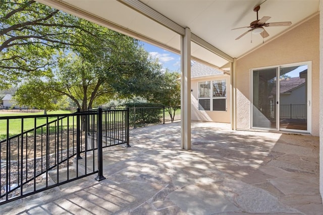 view of patio with ceiling fan