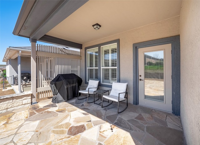 view of patio featuring grilling area