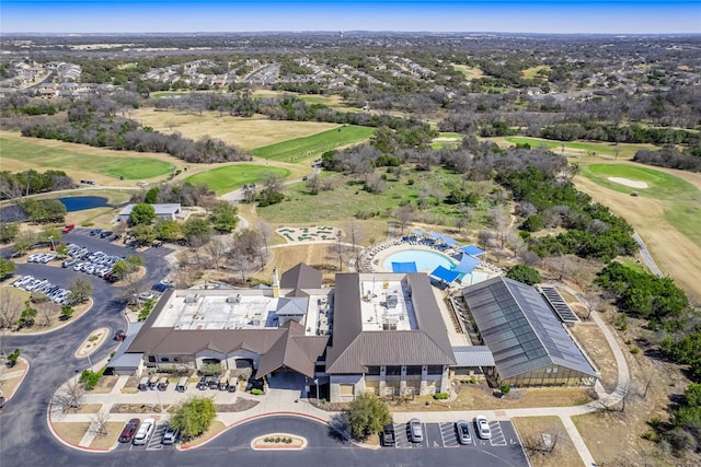 aerial view featuring view of golf course