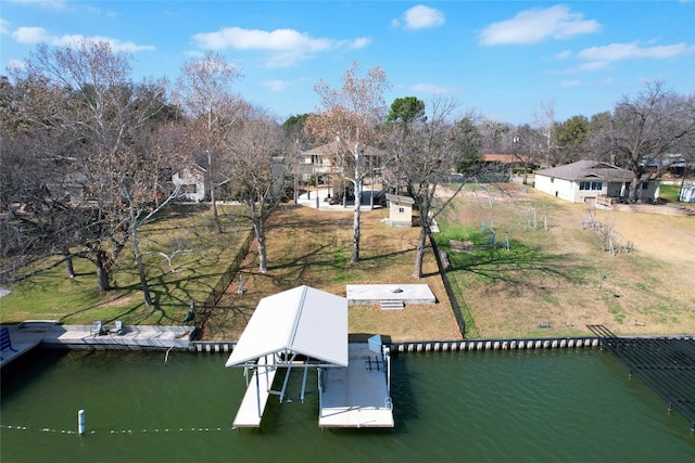 dock area featuring a water view