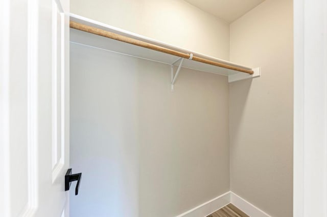 walk in closet featuring wood finished floors