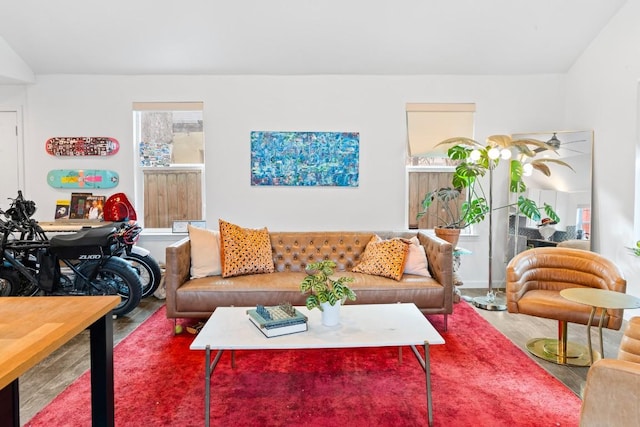 living area with wood finished floors