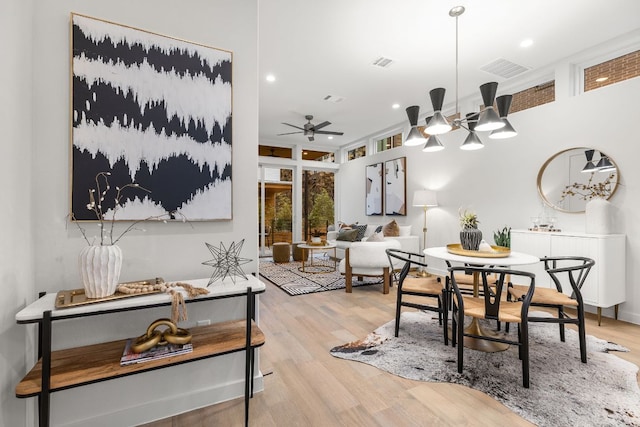 900 S 2nd St Unit 22, Austin, TX 78704 - dining space with wood finished floors, recessed lighting, and a ceiling fan
