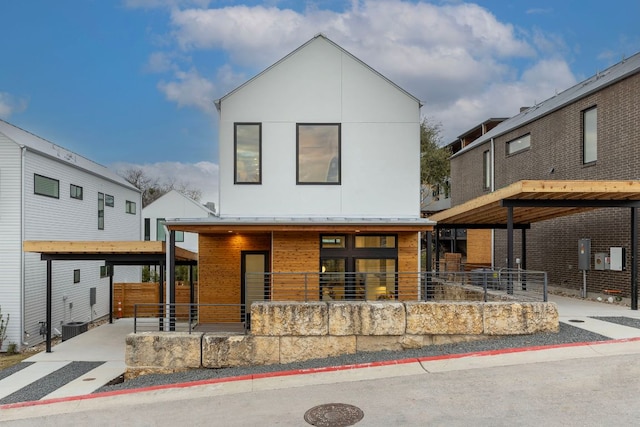 modern home with central air condition unit