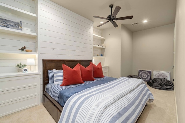 9104 Atwater Cv, Austin, TX 78733 - bedroom featuring light colored carpet, recessed lighting, and a ceiling fan