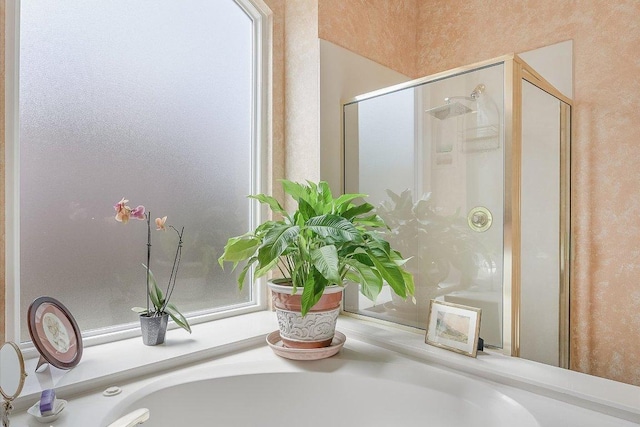 bathroom featuring a stall shower