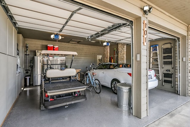 garage with a garage door opener