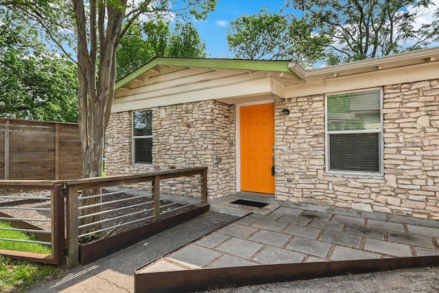 1705 E 14th St Unit B, Austin, TX 78702 - entrance to property featuring stone siding