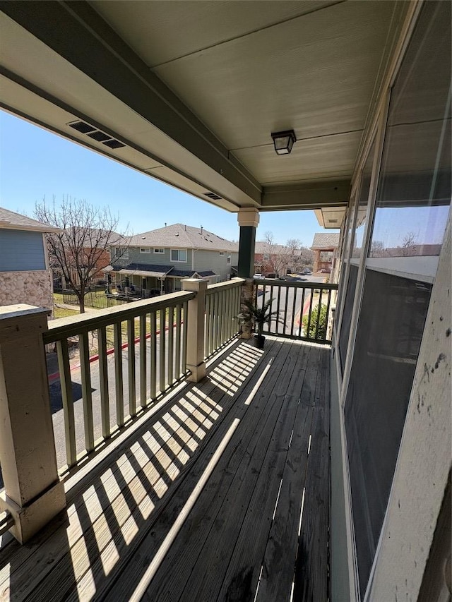 deck with a residential view