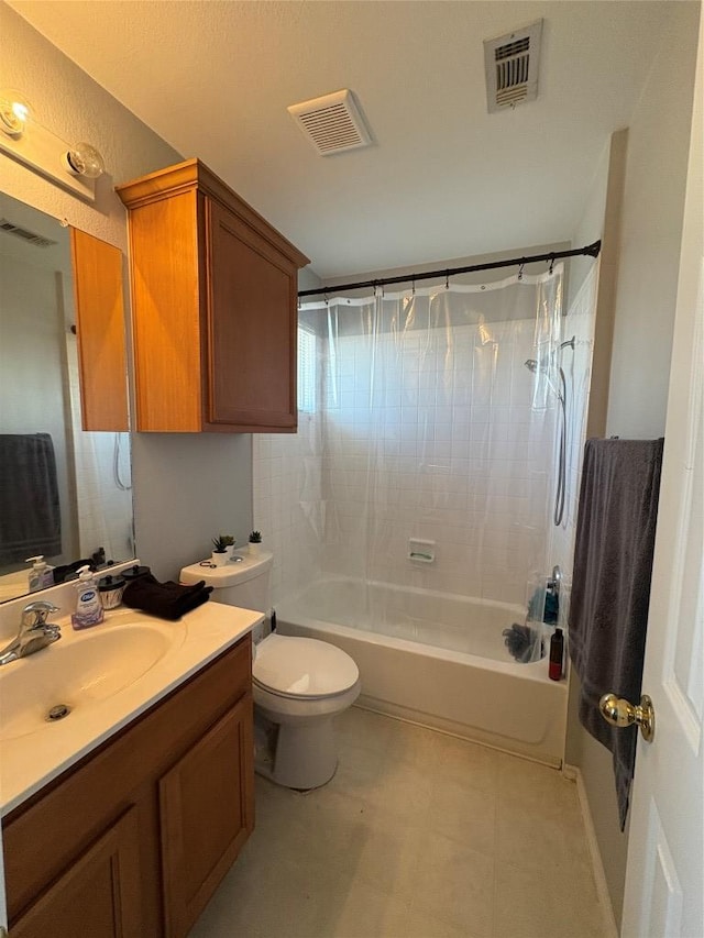 bathroom with visible vents, tub / shower combination, and vanity