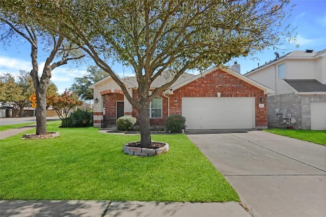 2700 Tumbling River Dr, Leander, TX 78641 - traditional-style home featuring a garage, brick siding, a front yard, and driveway
