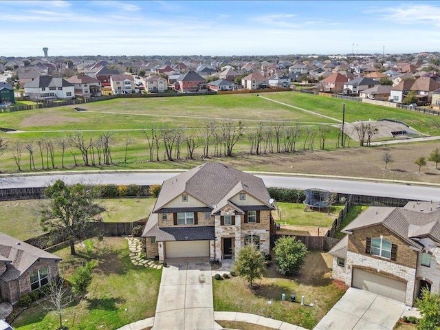 aerial view with a residential view