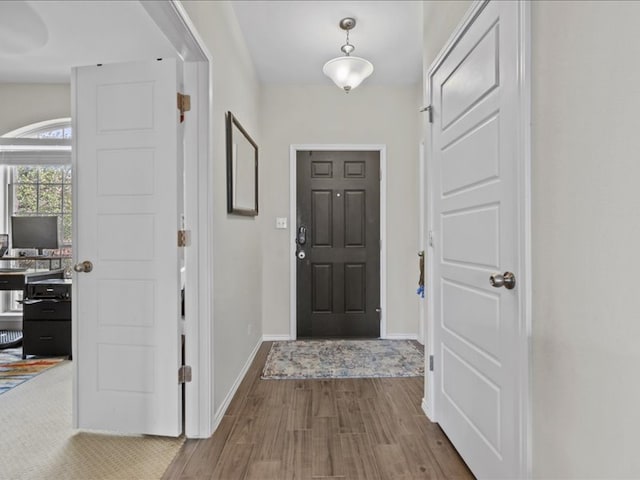 entrance foyer with wood finished floors and baseboards