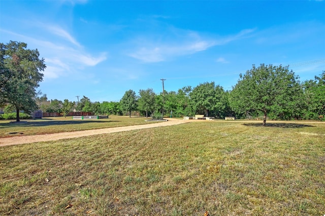 view of home's community with a yard