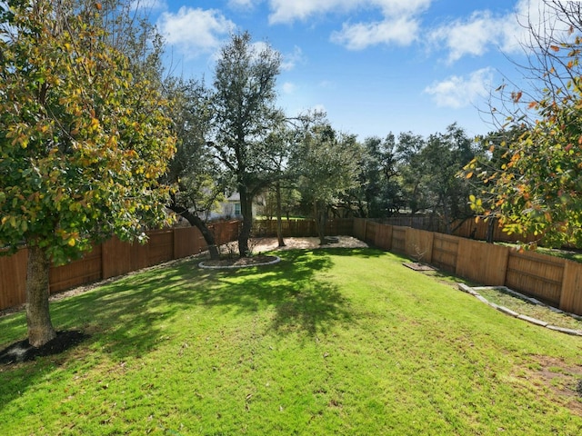 view of yard featuring a fenced backyard