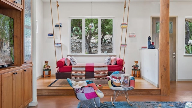 sitting room with wood finished floors