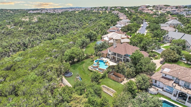 aerial view with a residential view