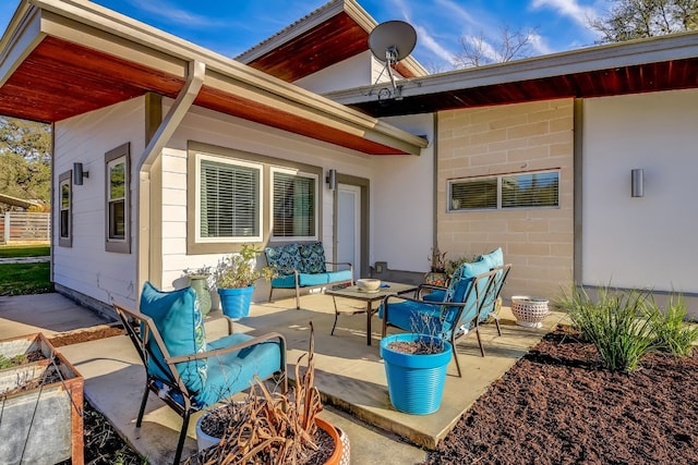 view of patio with an outdoor living space