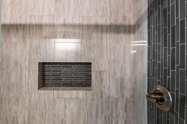 interior details featuring tiled shower