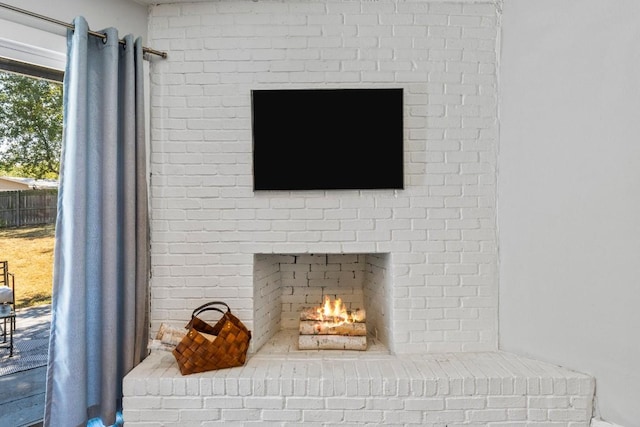 interior details with a fireplace