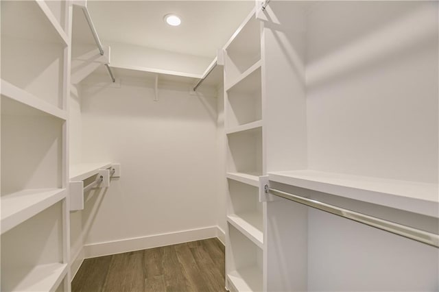 walk in closet featuring dark wood-type flooring