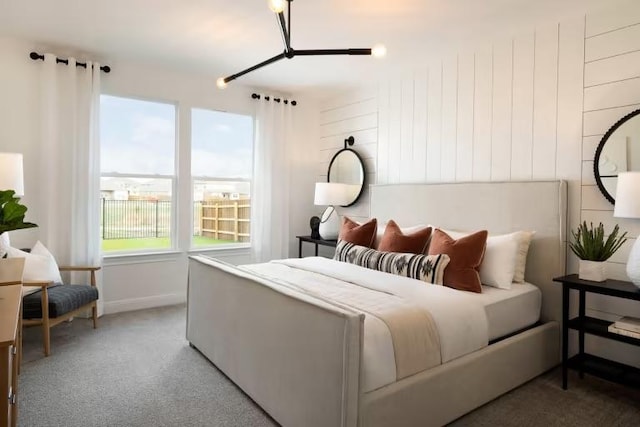 bedroom featuring light carpet