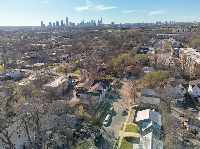 bird's eye view with a city view