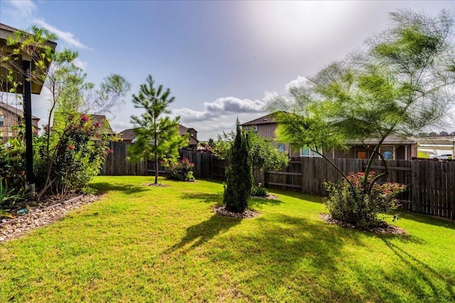 view of yard featuring a fenced backyard