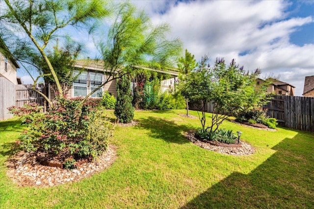 view of yard featuring a fenced backyard