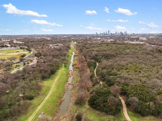 birds eye view of property with a city view