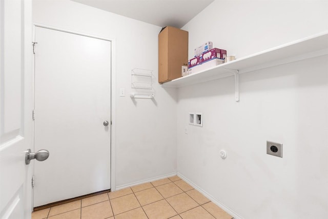 laundry room with light tile patterned flooring, laundry area, electric dryer hookup, and washer hookup