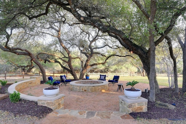 exterior space featuring a fire pit