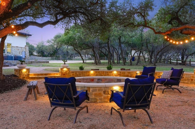 exterior space featuring a fire pit