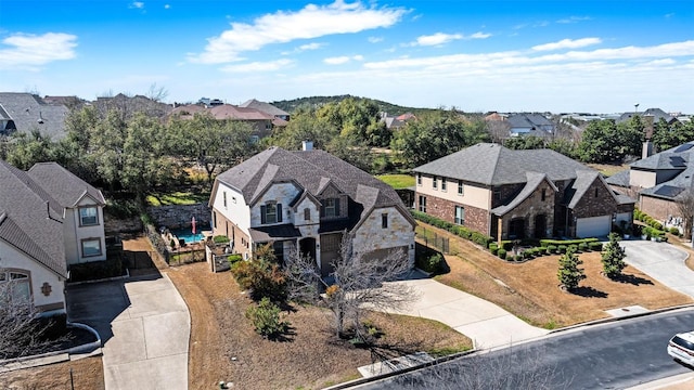 bird's eye view with a residential view