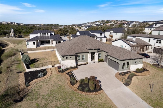 aerial view with a residential view