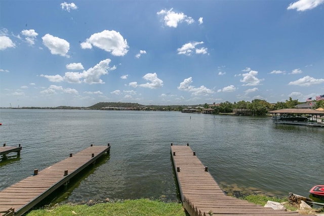 view of dock featuring a water view