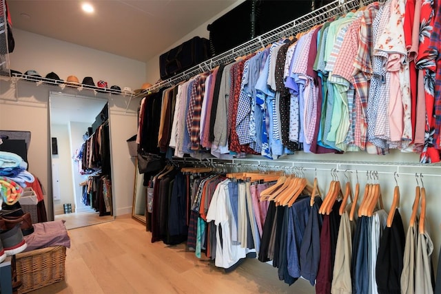 walk in closet featuring wood finished floors