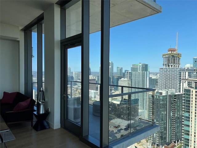 balcony with a view of city