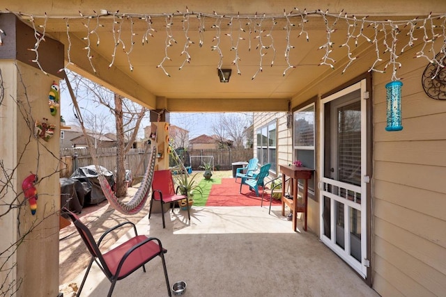 view of patio featuring a fenced backyard