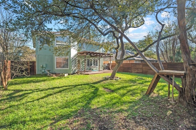 view of yard featuring a fenced backyard