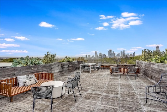 view of patio / terrace featuring a view of city