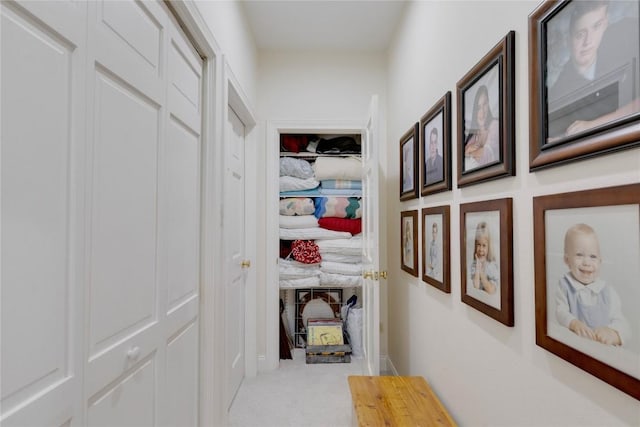 corridor with carpet floors