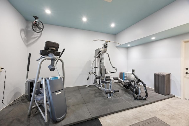 exercise area with recessed lighting